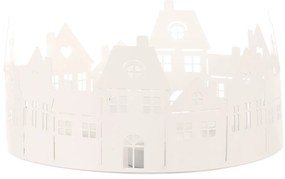 Adventi gyertyatartó Domečky, fehér, fém, átmérő20 cm