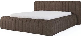 Barna kárpitozott ágyneműtartós franciaágy ágyráccsal 180x200 cm Carilla – ELTAP