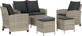 vidaXL 6 részes világosszürke polyrattan kerti ülőgarnitúra párnákkal