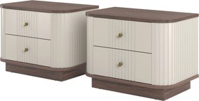 Vesper éjjeliszekrény készlet 2 db-os 56 cm - kasmír / dió / arany fogantyúk
