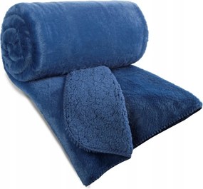 Dekoratív ágytakaró Nina 170x210 sötétkék szőrmés és bolyhos