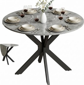 HOMCOM kerek összecsukható étkezőasztal 2–6 főre, acél X-lábbal, kis terekbe, étkezőbe, konyhába, 110 x 110 x 76 cm | Aosom