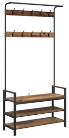 Kabáthorog polcokkal tárolóval Régi fa 95 x 34 x 184 cm Faanyag