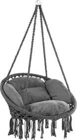 BOHO függőszék párnával, Ø61cm, antracit Jurhan