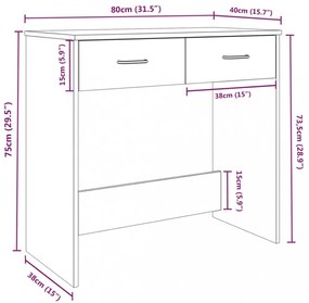 vidaXL barna tölgy színű szerelt fa íróasztal 80 x 40 x 75 cm