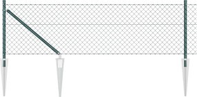 vidaXL Kerítésoszlop Zöld 25 x 0,4 m (40 x 40 mm rács) Acél és PVC