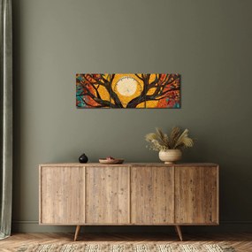 Kép - Nap az élet fájának koronájában (órával) (90x30 cm)