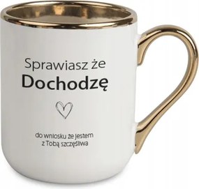 Arany színű nyomott mintás bögre, melyre rábólintottam