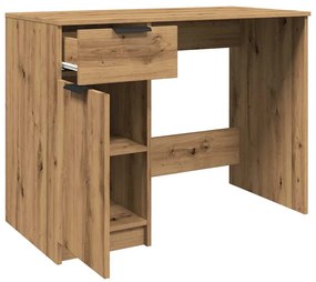 kézműves tölgy színű szerelt fa íróasztal 100 x 50 x 75 cm