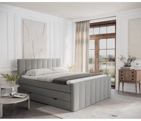 Világosszürke ágyneműtartós boxspring ágy 200x200 cm Ruby – Maison de Rêve