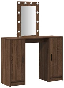 LED világítással ellátott sminkasztal Barna tölgy 102x33x135 cm