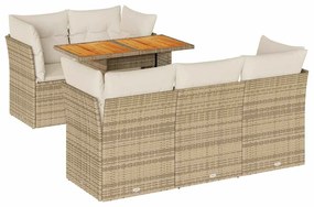 vidaXL 6 részes bézs polyrattan kerti ülőgarnitúra párnával