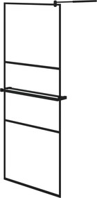 vidaXL fekete ESG üveg és alumínium zuhanyfal polccal 80 x 195 cm