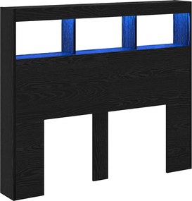 vidaXL Fejtámla polcokkal Fekete tölgy 120 x 17 x 102 cm Faanyag