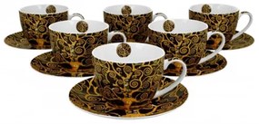 Porceláncsésze+alj, 250ml, 6 személyes, dobozban, Klimt: Életfa