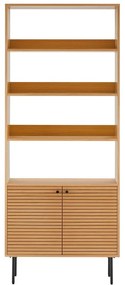 Natúr színű könyvespolc tölgyfa dekorral 80x200 cm Kyoto – House Nordic