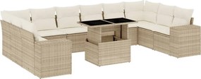 vidaXL 11 részes bézs polyrattan kerti ülőgarnitúra párnákkal