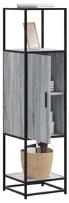 Highboard szürke sonoma 35,5x35x139 cm gépelt fa és fém