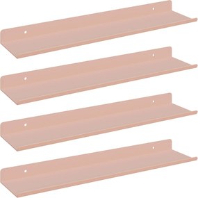 vidaXL Lebegő polc 4 pcs Rózsaszín 40 x 9 x 2,5 cm Acél