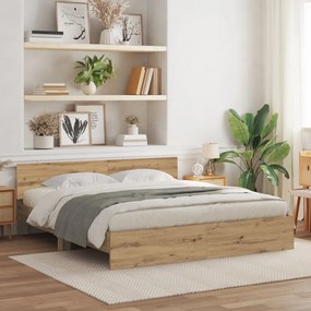 Fejvéges Ágykeret Artisan Tölgy színben – 180 x 200 cm, mérnöki fából készült.