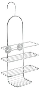 Fényes ezüstszínű függő acél fürdőszobai polc Luxy – Metaltex