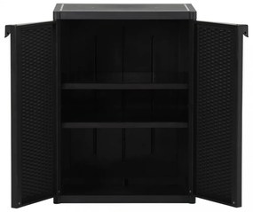 fekete PP rattan kerti tárolószekrény 65 x 45 x 88 cm