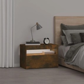 Füstös tölgy színű éjjeliszekrény LED világítással 60x35x40 cm