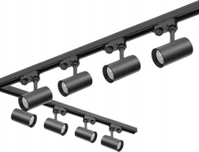 Sín szett 3 fázisú sín 2m+2m, 8x Lámpa, összekötő L Fekete szett