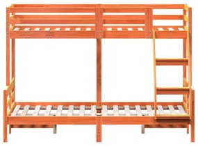 viaszbarna tömör fenyőfa emeletes ágy 80 x 200/120 x 200 cm