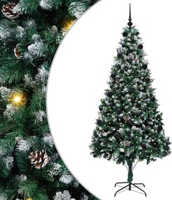 vidaXL Mű karácsonyfa 300 LED-del Zöld 210 cm PVC és Acél és Műanyag