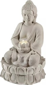 Napelemes kerti szökőkút ülő Buddha Led meleg fehér 55cm