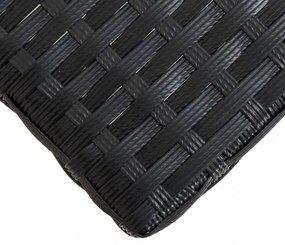 fekete polyrattan és tömör akácfa kerti pad 120 cm
