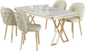 Rigel étkezőgarnitúra, fehér-arany, 130 cm – TR240CHR2225