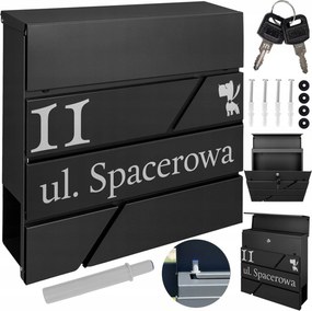 Fekete Posta- És Újságtartó Doboz Minta