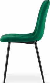 Zöld étkezőszék LAVA bársony fekete lábakkal