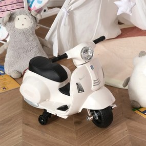 HOMCOM Elektromos gyerekmotor vespa, LED fénnyel, hanggal, 18-36 hónapos korú, fehér