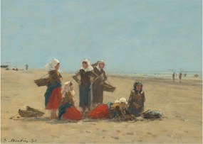 Kép - Eugène Boudin, Women on the Beach at Berck, reprodukciók (70x50 cm)