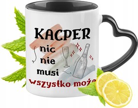 Kacpra Bögre Fekete Szív Alakú Füllel Ajándék Nyomtatott