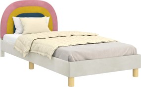 vidaXL Gyerekágy kerettel fejtámlával Krém 80 x 200 cm Bársony