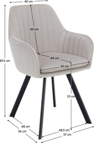 Design fotel, bézses szürke Velvet szövet, AURIL