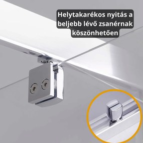 Stuxi Torino 120 cm széles nyílóajtós zuhanyajtó 6 mm vastag vízlepergető biztonsági üveggel, króm elemekkel, 200 cm magas