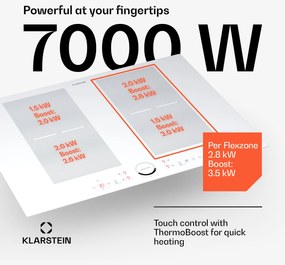 Klarstein Delicatessa 70 Flex, beépíthető indukciós főzőlap, 4 zóna, 7000 W, üvegkerámia