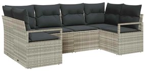 vidaXL Kerti Kanapé Szett párnával 6 pcs Világosszürke polirattan