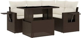 vidaXL 5 részes barna polyrattan kerti ülőgarnitúra párnával