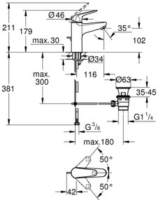 GROHE 24328001 - SWIFT mosdócsaptelep 179 mm, fényes króm