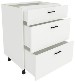 Benita 3 fiókos Alsó konyhaszekrény Fehér 60x50x80 cm