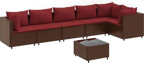 vidaXL 7 részes barna polyrattan kerti ülőgarnitúra párnákkal