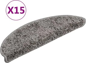 vidaXL 15 db szürke félkör alakú lépcsőszőnyeg 56 x 17 x 3 cm