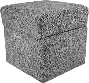 Négyzet alakú nyitható puff rolf teddy bouclé bárány világosszürke szín