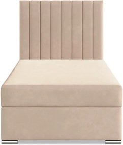 Agen egyszemélyes ágy, bársony, ágyneműtartóval, bézs